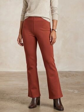 Soft Surroundings Rust Terracotta Knit Bootcut Flare Pull On Pants Petite Medium
